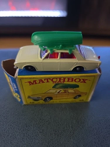 MATCHBOX LESNEY NO 45 FORD CORSAIR & BOAT WITH ORIGINAL BOX MIB VINTAGE TOY CAR