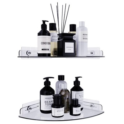 2 No Drill Corner Shelf Shower Caddy Shelves Adhesive Bathroom Storage Organizer