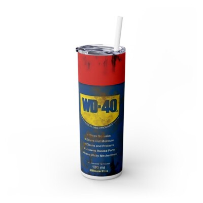 Inspired by Wd-40 Tumbler, 20 Oz Stainless Steel Skinny Tumbler With Lid