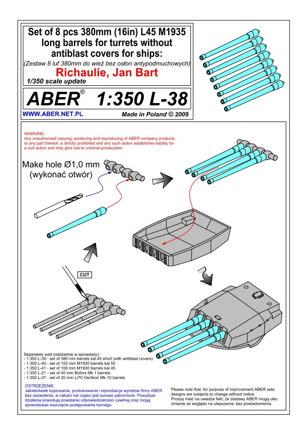 Aber S 1:350 L-038 Canons De 203 Mm Pour Les Navires Japonais - Photo 1/1