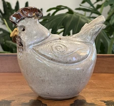 Nancy Shaul Westport Island Maine Studio Pottery Hen Chicken Coin Bank Signed