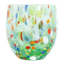 Murano Glass Drinking Tumbler Blue Red Orange Yellow Lilac Handmade Millefiori