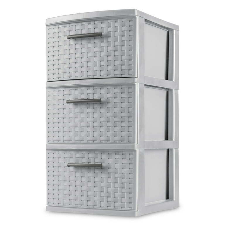 3 Drawer Wide Weave Tower Storage Cabinet Box Organizer Home Dresser