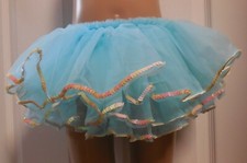 NWT tutu w/ sequin edge Fun Dress up Pageant Dance Pastel Blue Girls sizes