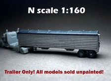 N Scale (1:160) 40 foot grain trailer (no truck!) - UNPAINTED, NOT A  TOY!