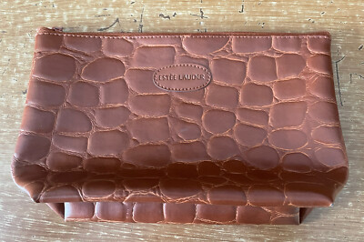 Estée Lauder makeup Brown faux leather with zipper closure