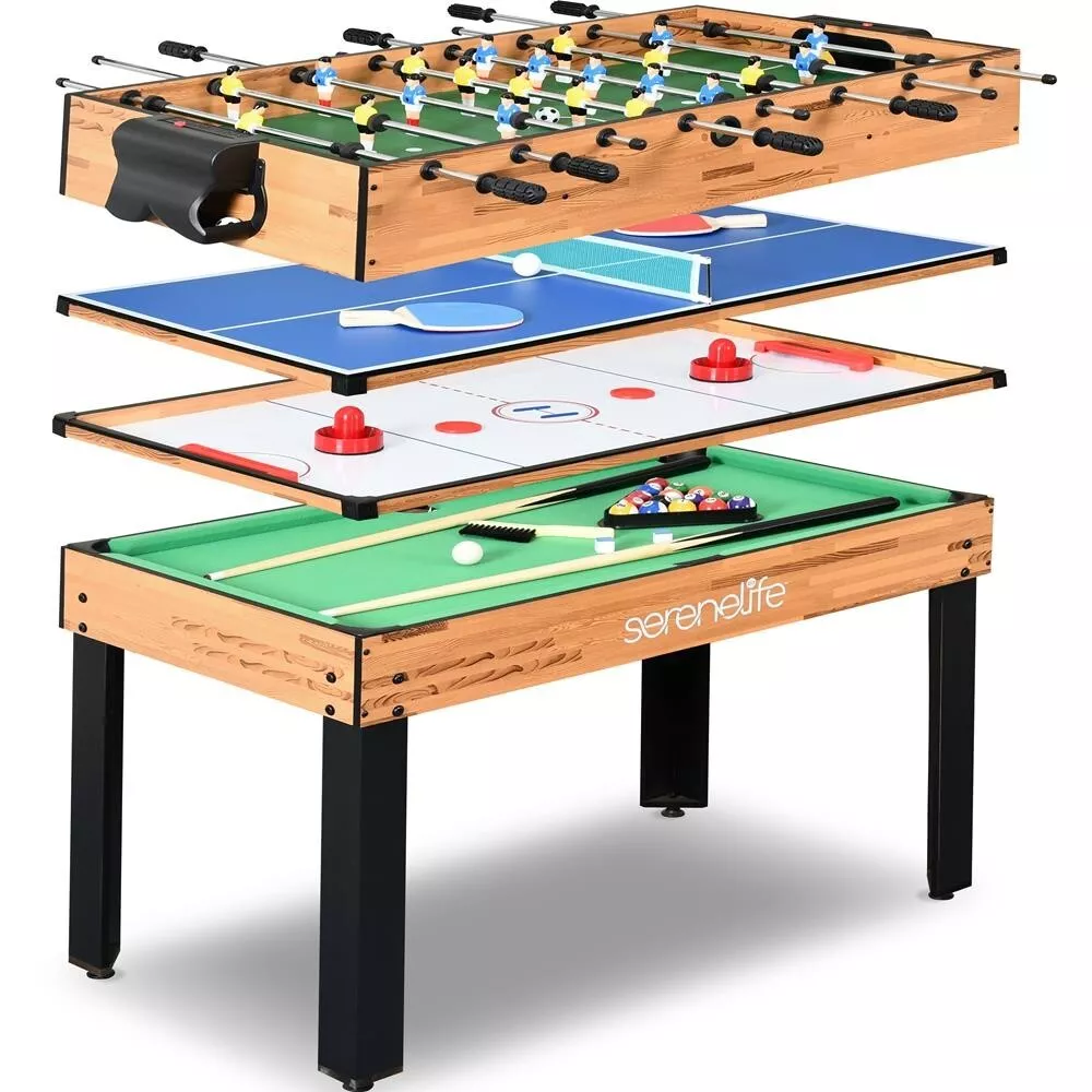 Serenelife 4 in 1 Multi-Function Game Table-Steady Pool, Hockey, Soccer  Foosball