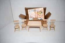 Z MAYABBO Wooden Dollhouse Furniture Table & 4 Chairs- 1/12 Scale NIB