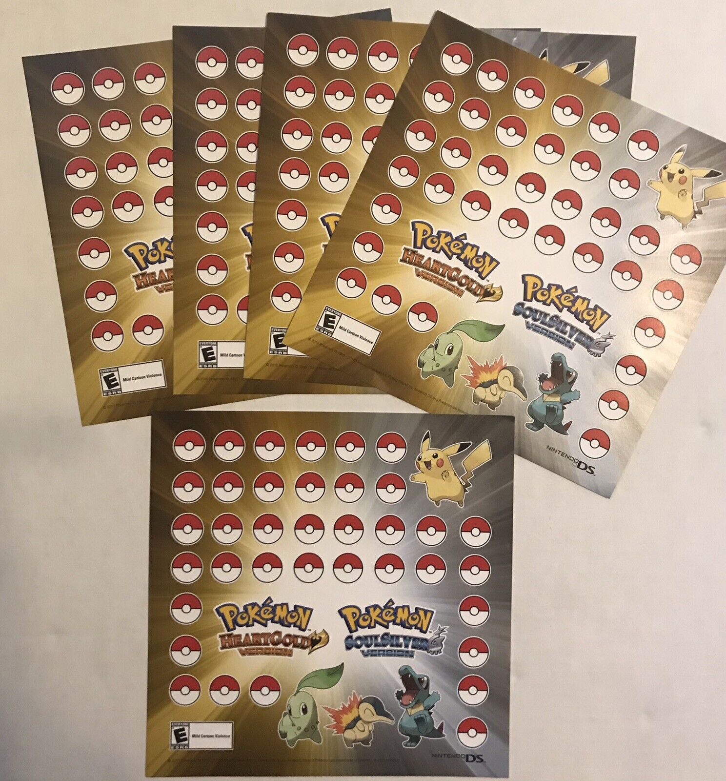 Play! Pokemon Heart Gold Soul Silver Sticker Sheet x5 2010 League Promo