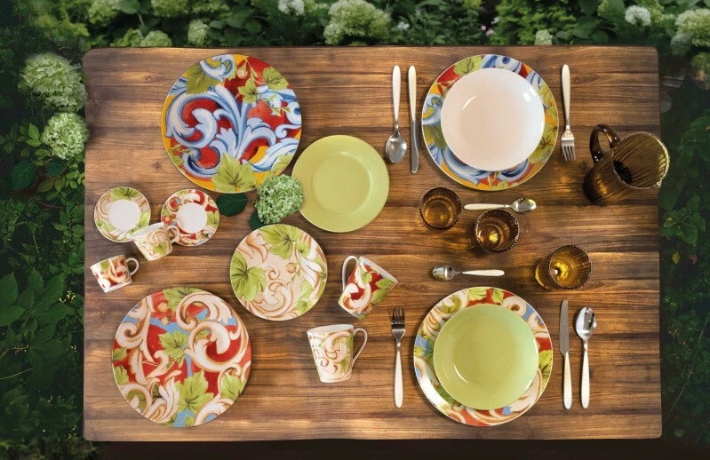 Servizio 18 Piatti da Tavola BRANDANI Pomo Set 6 Persone Porcellana Sicilia