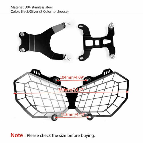 Headlight Guard Grill Protecter Black For HONDA CRF1000L AFRICA TWIN 2016-18 H7 - Foto 2 di 5