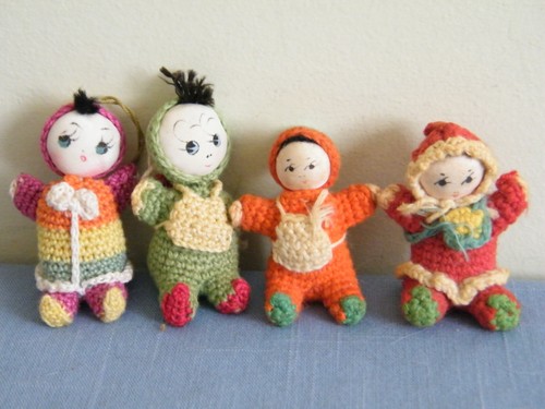 Vintage japanische Amigurumi gehäkelte Miniatur Puppen ~ Menschen, Tiere - Bild 10 von 12