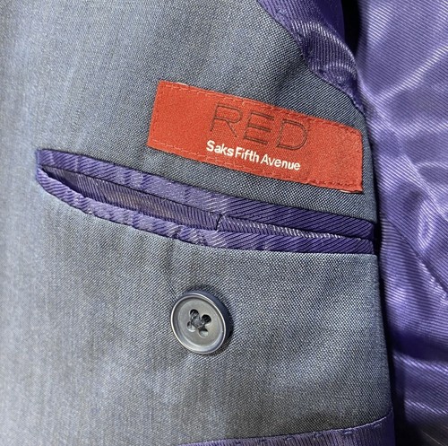Saks Fifth Avenue Blazer Size 40 Reg Trim Suit Blue Jacket Wool Pockets Men’s - Picture 5 of 13