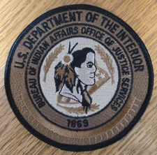 INDIAN AFFAIRS DEPT INTERIOR see back of patch WASHINGTON DC TRIBAL police PATCH