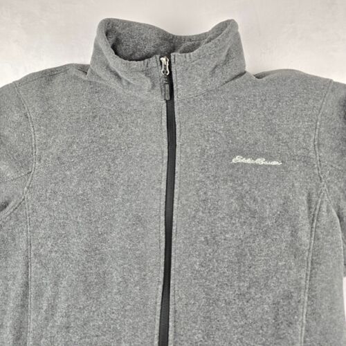 Eddie Bauer Fleece Jacket Full Zip Pockets Gray Soft Mens TL Tall Large