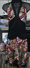 Vintage JANINE Abstract Hip Print Halter Dress Size S
