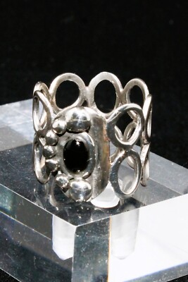 Silber 925 und Onyx Handarbeit Damen Ring Gr. 5,5