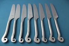 8 Dinner Knives Solid Pier 1 One PII8 Satin Stainless Coiled Lily India 9 1/8"