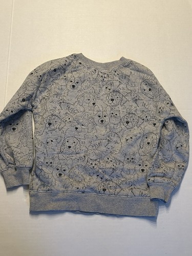 Hanna Andersson Dog Cat Gray Sweatshirt Girls Size 6-7 Cotton Crewneck - Picture 6 of 9