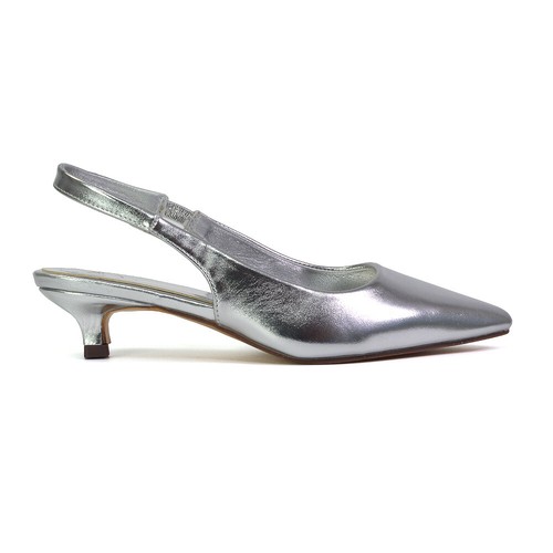 Womens Low Kitten Heel Shoes Ladies Slingback Pointed Toe Party Sandals Size 3-8 - Picture 44 of 45