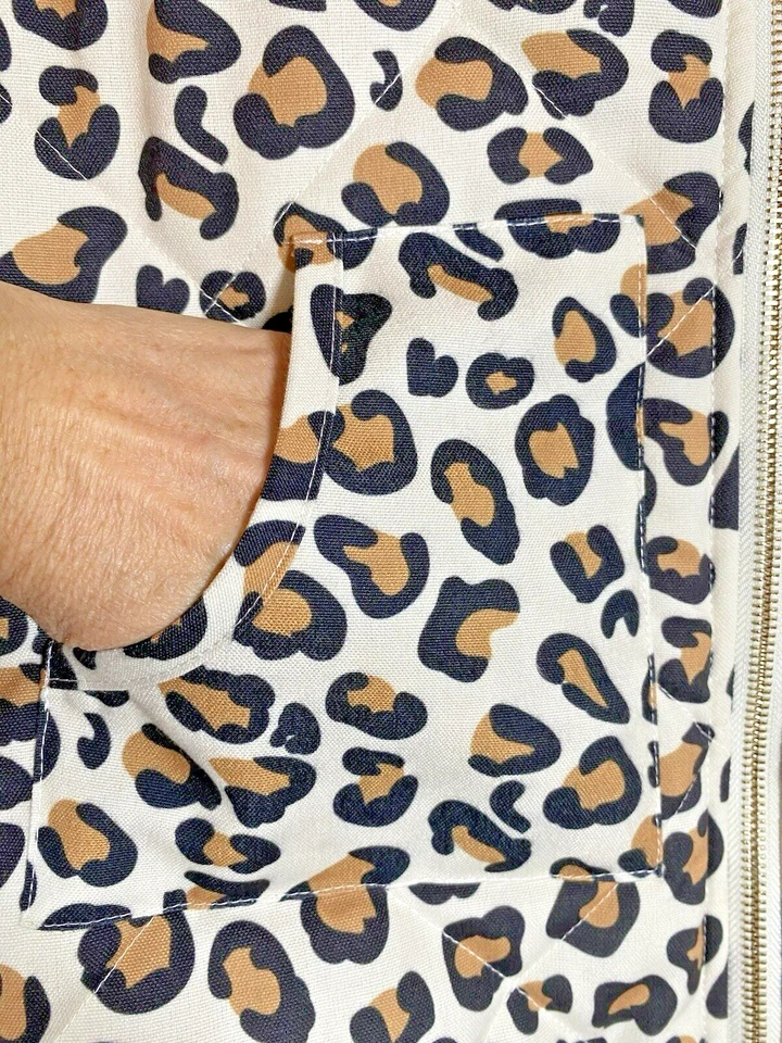 Mud Pie Quilted Vest Womens Leopard Print Puff Full Zip Lined Brodie Vest SMALL - Image 4 of 4