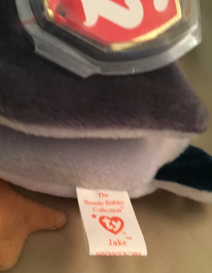 Etiqueta de sello TY Beanie Babies 1997 1998 Jake el Pato retirado errores raros #453 Foto 2 de 4
