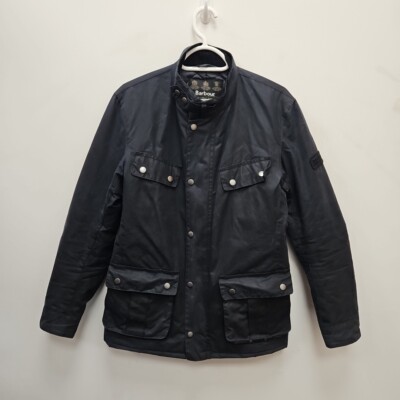 Barbour Herren Duke Wachs wasserdicht Marine Biker Steppjacke Mantel Größe Small