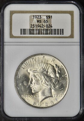 1923 Peace Silver Dollar - NGC MS65 Old Fatty Holder
