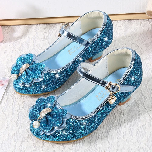 Kinder Mädchen Festliche Schuhe Absatz Glitzer Hochzeit Party Prinzessin Schuhe- - Bild 7 von 39