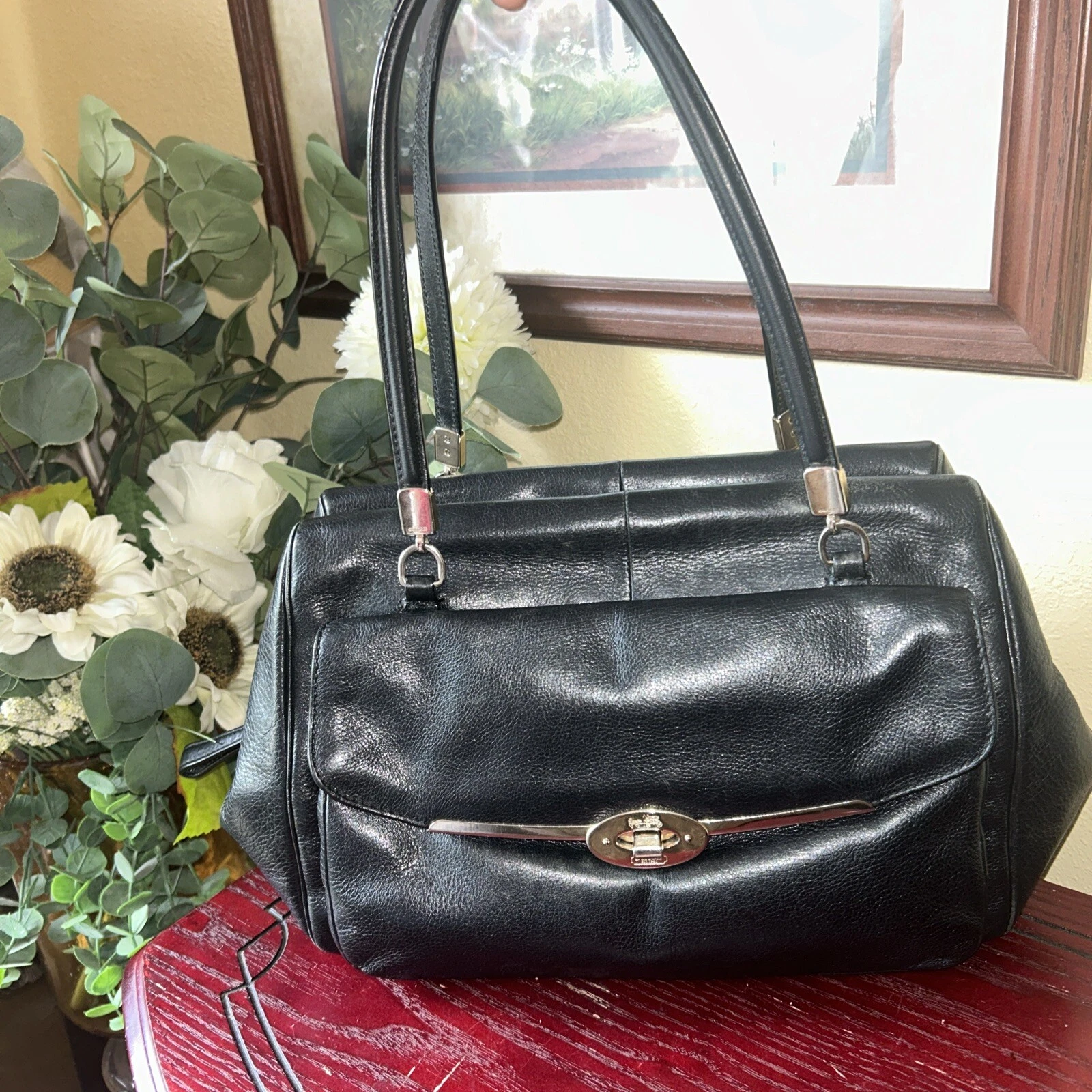 Borsa media vintage classica originale Coach nera