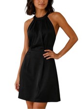 BCBGeneration Black Halter Cocktail Party Dress Pocket Open Back