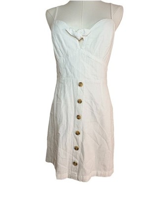 billabong white beach dress NWT Franca Mini 10 Cotton Linen Bow Coastal Boho Y2K Mini dress
