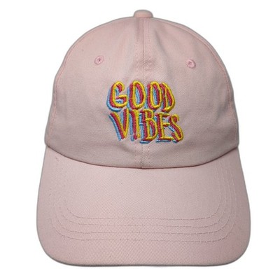 Good Vibes Slideback Baseball Cap Pink One Size Embroidered Adjustable
