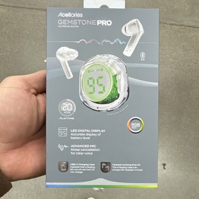 Acellories Gemstone Pro Supreme Sound Bluetooth Earbuds White Noise Cancellation