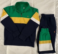 Polo Ralph Lauren Boys M Colorblock 1/4 Zip Sweatshirt SET Pants and Sweater