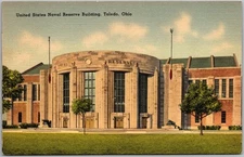 Vintage Linen Postcard Art Deco Naval Architecture Toledo, OH 1930s