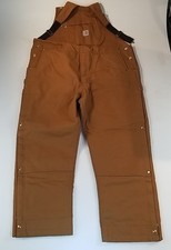New Carhartt Men Loose Fit Firm Duck Insulated Bib Overalls 2XL Reg Brown NWT