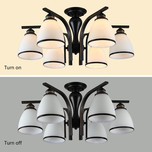 Modern 6 Lights Ceiling Light E26 Chandelier Lamp Fixture Dining Room Bedroom US