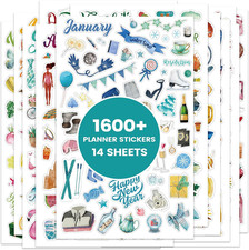 Monthly Planner Stickers - 12 Sheets with 1500 Celebration Stickers