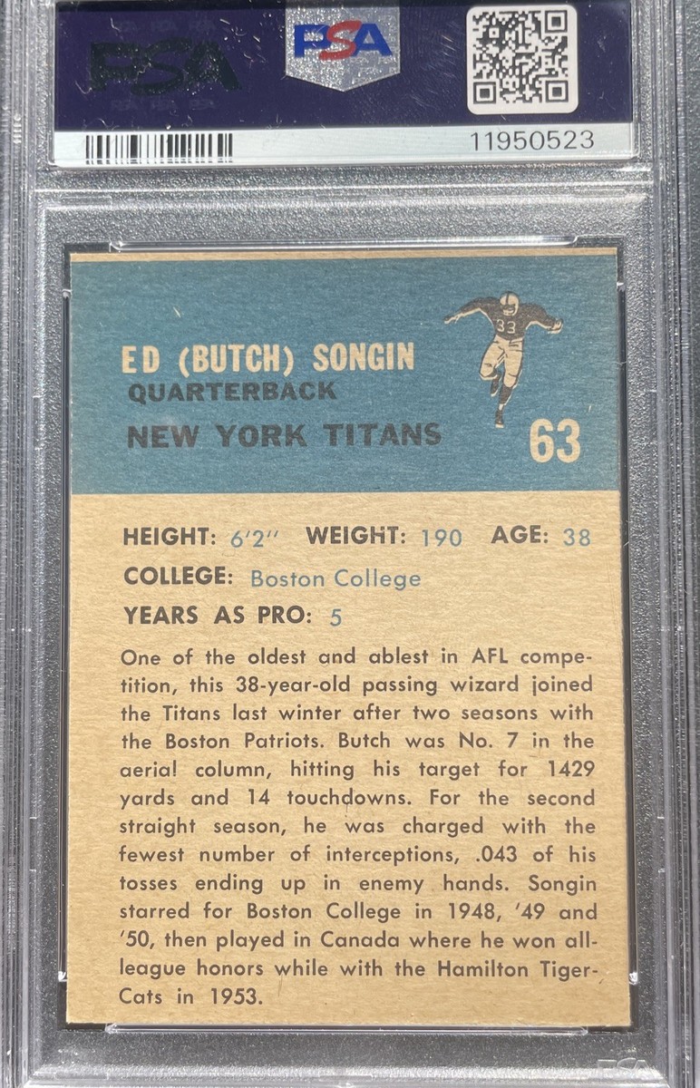SW Unsighted クラシック版 限定 + カード#169 北米版 未開封 1962 Fleer - Butch Songin #63 for sale online | eBay