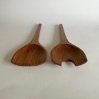 Vtg Mid Century Danish Modern Large Teak Wood Salad Spoon & Fork Serving Set 12" — photo 3