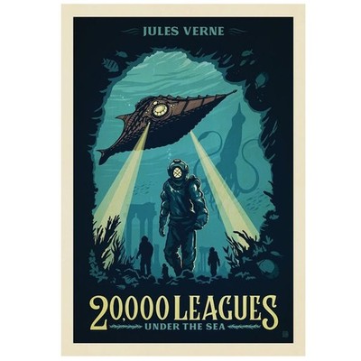 Twenty Thousand Leagues Under The Sea Jules Verne Classic Sci Fi Art Poster
