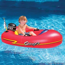 Swimline 49"L x 29"W Stinger Swimming Pool Kid Inflatable Speed Boat Float - Red