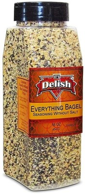 Everything Bagel Seasoning Blend with No Salt by It's Delish, 16 Oz Large Jar