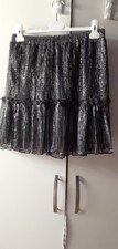 Ladies Evening Mini Skirt Size 10 Brand New with Tags Black Lined Silver Tread