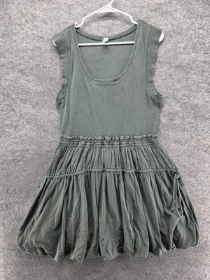 Daily PRACTICE Dress Womens L Green Short Tank Dress Strappy Scoop Neck Lined