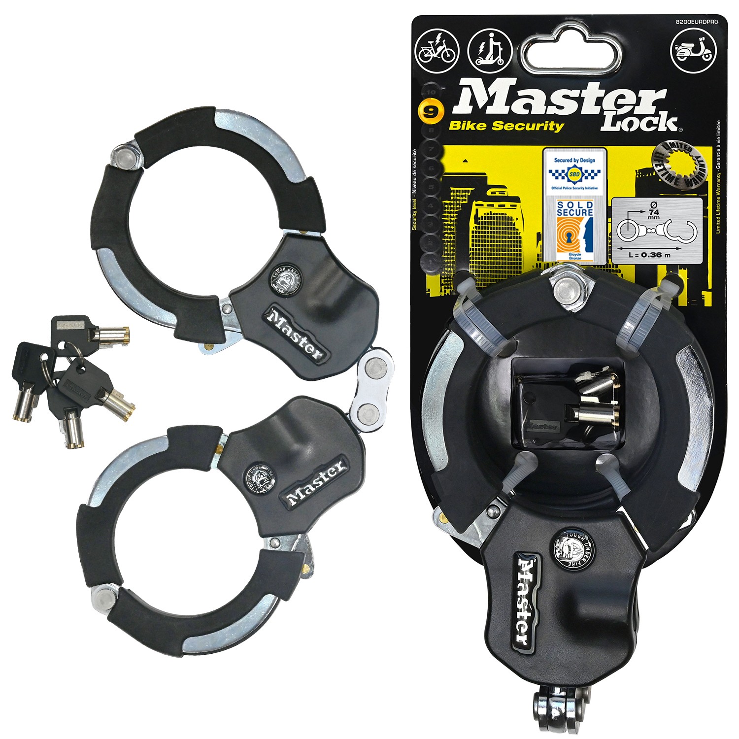 Menottes antivol Master Lock 8200EURDPRO pour éviter le vol de deux-roues