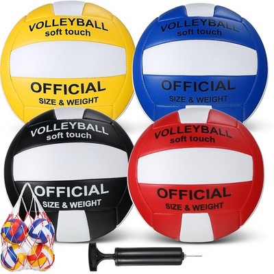 4 Pack Volleyballs Official Size 5 Soft Waterproof Volleyballs with Pump and ...