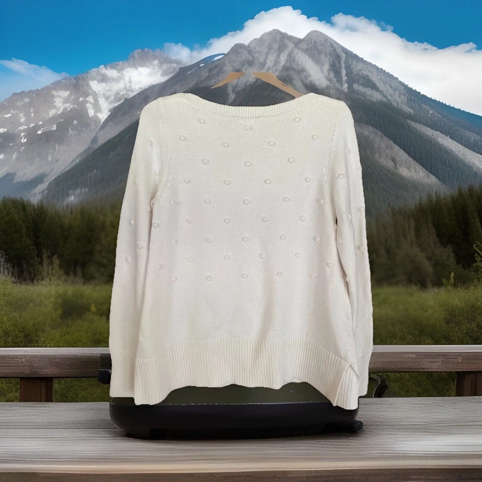 Suéter Top Ann Taylor Crema Texturizado Círculos Manga 3/4 Talla M Foto 2 de 4