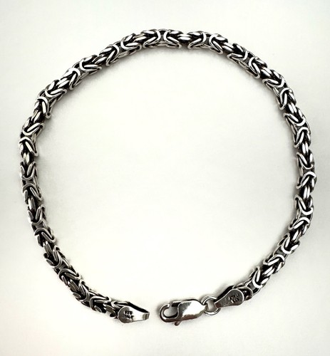 925 Sterling Silver Italian Byzantine Bracelet 3mm 7" 7.5" 8" Oxidized Polished - Picture 7 of 12